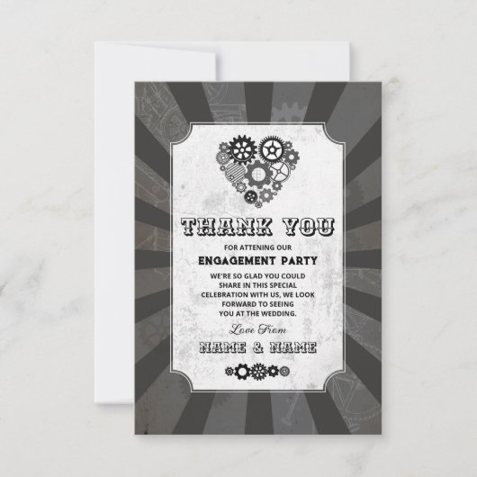Invitation Coeurs Mariages Merci Steampunk (Devant)