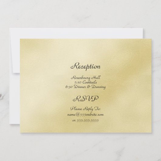 Invitation Coeurs Mariages or élégant (Dos)