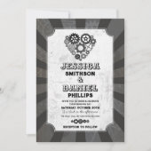 Invitation Coeurs Mariages Steampunk Coeurs Cogs Rétrofuturis (Devant)