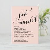 Invitation Coeurs mariés Typographie Blush Réception (Debout devant)