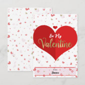 Invitation Cœurs mignons rose rouge or Jour de la Saint-Valen (Devant / Derrière)