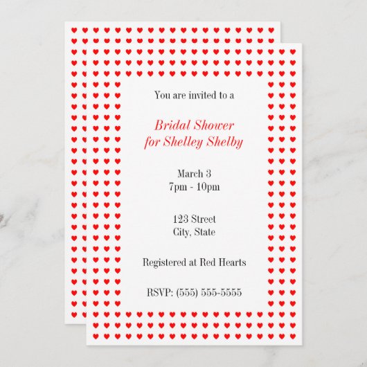 Invitation Coeurs minuscules (Devant / Derrière)