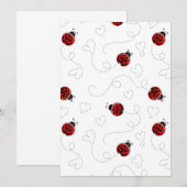 Invitation Coeurs noirs de l'amant de l'insecte rouge Ladybug (Devant / Derrière)