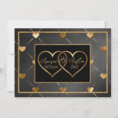 Invitation Cœurs noirs et or élégants (Devant)