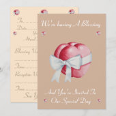 Invitation cœurs noués avec bénédiction de mariage au ruban b (Devant / Derrière)