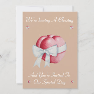 Invitation cœurs noués avec bénédiction de ruban blanc pour l