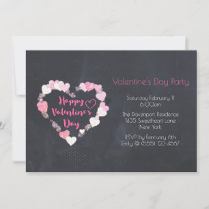 Invitation Cœurs Pailletés en Rose pour une Fête de la Saint-