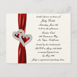 Invitation Coeurs personnalisés Red Ribbon Bridal Shower Invi