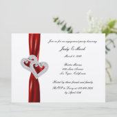 Invitation Coeurs personnalisés Red Ribbon Engagement Invitat (Debout devant)