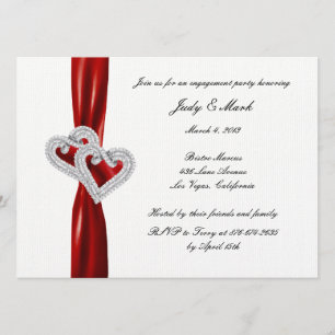 Invitation Coeurs personnalisés Red Ribbon Engagement Invitat