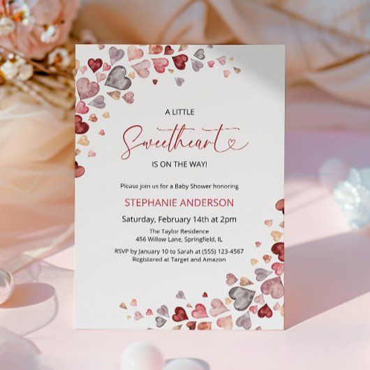 Invitation Coeurs Petite amoureuse Baby shower fille