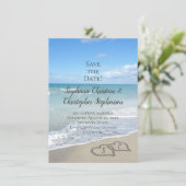 Invitation Coeurs pittoresques sur la plage de sable Économis (Debout devant)