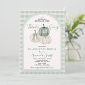 Invitation Coeurs pleins de Merci Donnant Sage Green Diner (Debout devant)