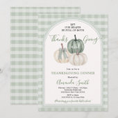 Invitation Coeurs pleins de Merci Donnant Sage Green Diner (Devant / Derrière)