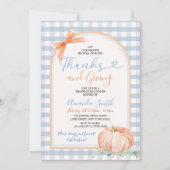 Invitation Coeurs pleins de remerciements Dîner En vichy bleu (Devant)