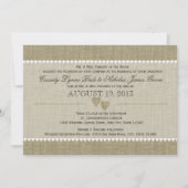 Invitation Coeurs précieux et Mariage Burlap (Devant)