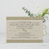 Invitation Coeurs précieux et Mariage Burlap (Debout devant)