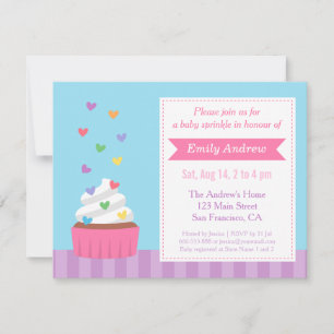 Invitation Coeurs Rainbow moderne Cupcake Baby Sprinkle Douch
