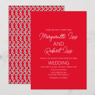 Invitation Cœurs romantiques amour rouge  noir mariage  