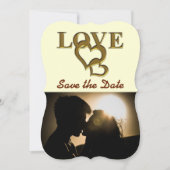 Invitation Coeurs romantiques, Coeurs interdépendants en or,  (Devant)