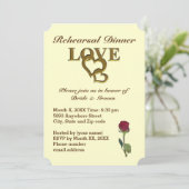 Invitation Coeurs romantiques interdépendants et Rose rouge (Debout devant)