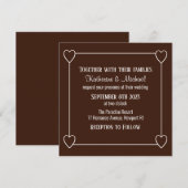 Invitation Cœurs Romantiques Mariage Moderne Simple Marron Fo (Devant / Derrière)
