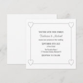 Invitation Coeurs romantiques Moderne Blanc Simple Mariage (Devant / Derrière)
