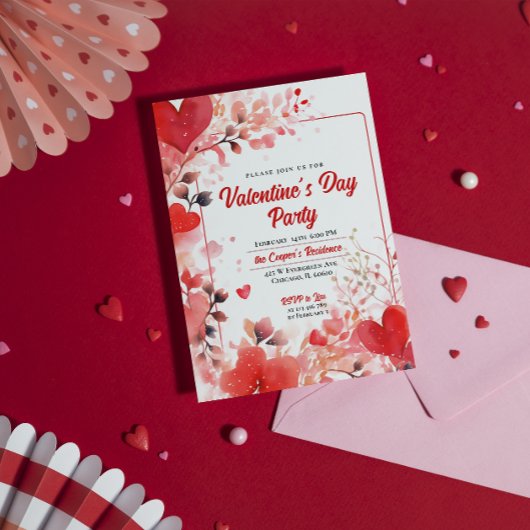 Invitation Coeurs romantiques | Saint Valentin