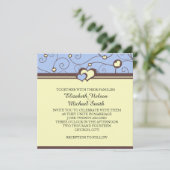 Invitation Coeurs romantiques tourbillons Mariage bleu Invite (Debout devant)