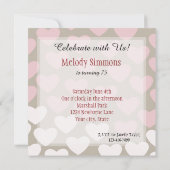 Invitation Coeurs rose et blanc Anniversaire (Dos)