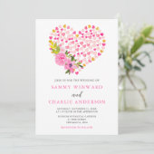 Invitation Coeurs rose et or Valentine Mariage (Debout devant)