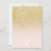 Invitation Coeurs rose or chic script douche nuptiale chic (Dos)