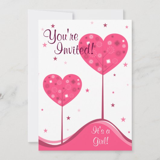 Invitation Coeurs roses Arbres Valentine Baby shower Invitati (Devant)