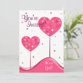 Invitation Coeurs roses Arbres Valentine Baby shower Invitati (Debout devant)