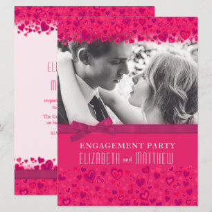 Invitation Coeurs roses de la partie d'engagement