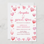 Invitation Coeurs roses doux Un Valentin 1er anniversaire (Devant)