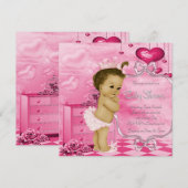 Invitation Coeurs roses et Baby shower afro-américain Rose (Devant / Derrière)