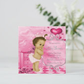 Invitation Coeurs roses et Baby shower afro-américain Rose (Debout devant)