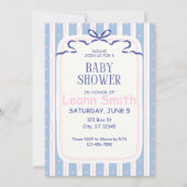 Invitation Coeurs roses et Baby shower Blue Bows (Devant)