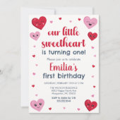 Invitation Coeurs roses et rouges Notre petit Anniversaire am (Devant)