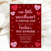 Invitation Coeurs roses et rouges Notre petit Anniversaire am