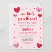 Invitation Coeurs roses et rouges Notre petit Anniversaire am (Devant)