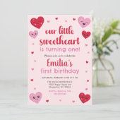 Invitation Coeurs roses et rouges Notre petit Anniversaire am (Debout devant)