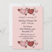Invitation Coeurs roses et rouges Saint Valentin Anniversaire (Dos)
