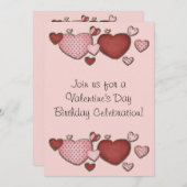 Invitation Coeurs roses et rouges Saint Valentin Anniversaire (Devant / Derrière)