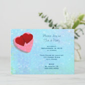 Invitation Coeurs roses et rouges sur une fête Générique Bleu (Debout devant)