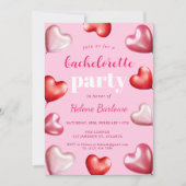 Invitation Coeurs roses Fille mignonne Élégante Bachelorette  (Devant)