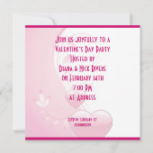 Invitation Coeurs roses, fleurs et tourbillons Saint-Valentin (Dos)