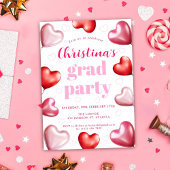 Invitation Coeurs roses mignonette Soirée de Graduation