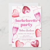 Invitation Coeurs roses mignons Fille chic Bachelorette Party (Devant)